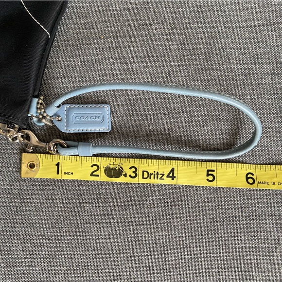Coach Canvas Wristlet Black/Baby Blue - Picture 7 of 7